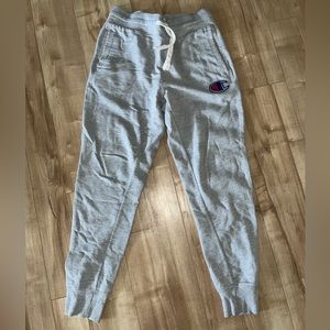 Champions grey joggers size small. Worn twice. Meant to look distressed.